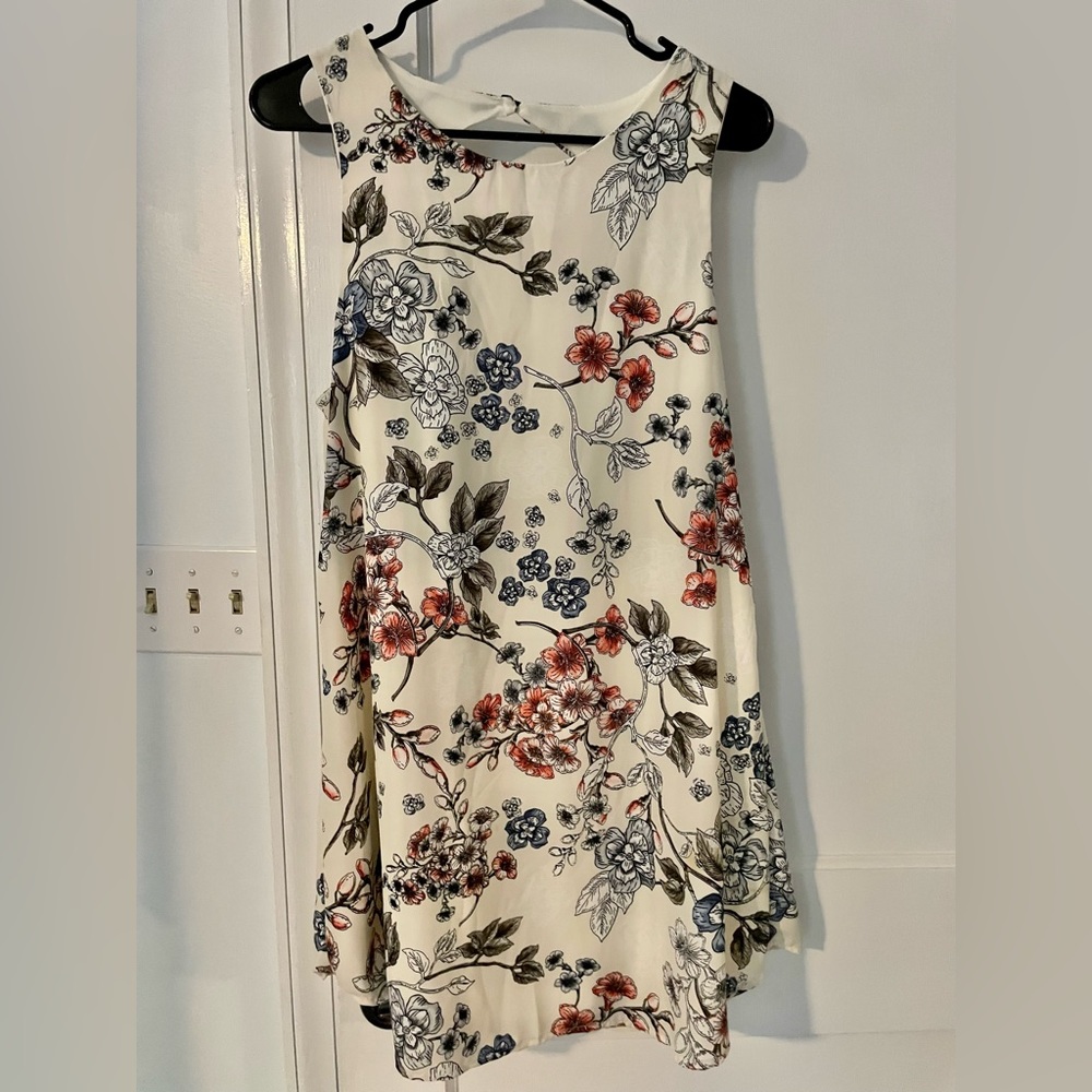 Cream Floral Dress with Keyhole Back